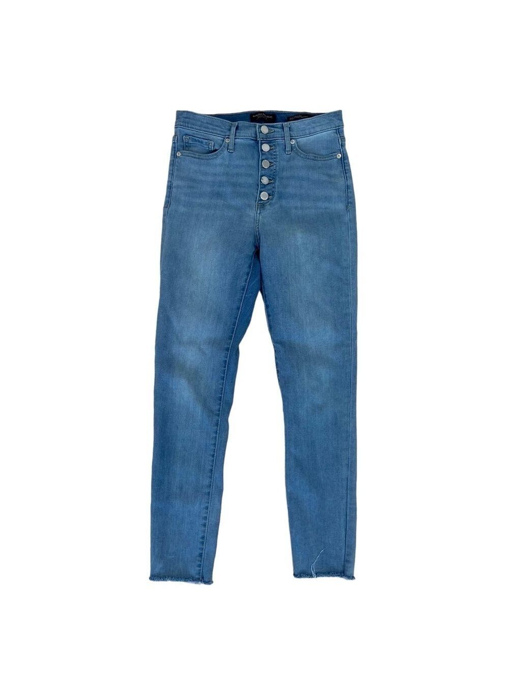 Banana Republic Premium jeans blue button fly high rise skinny raw stretch 26